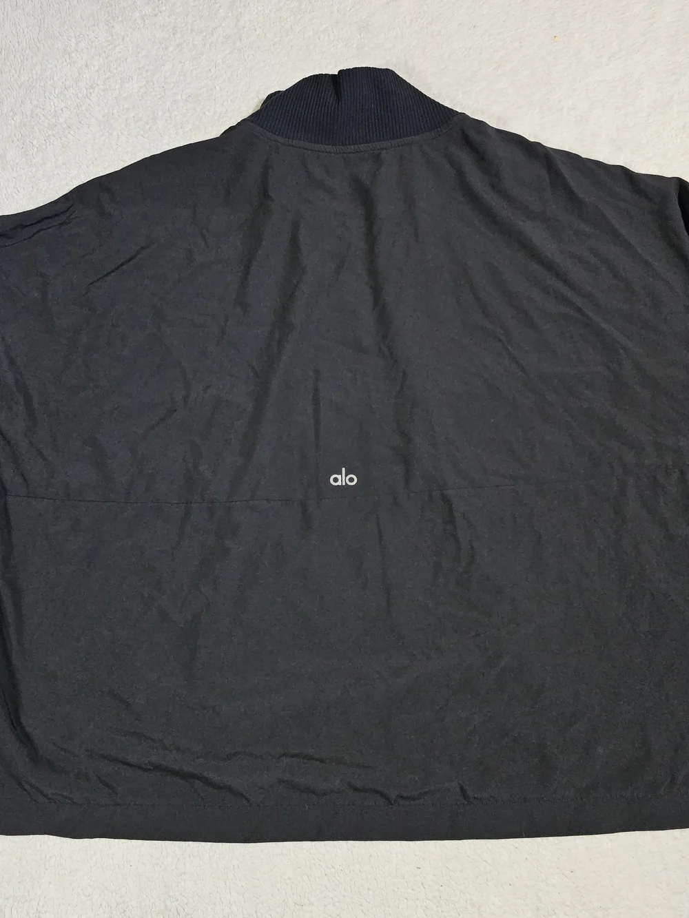 alo yoga Black Windbreaker Wide Relaxed Bomber Track Jacket S.